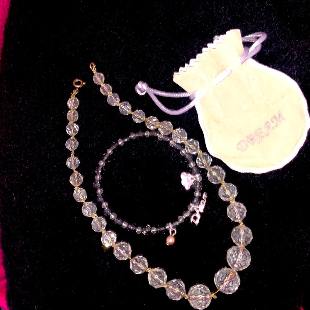 Vintage Crystal Beaded necklace with Winter wishes bracelet dream Big